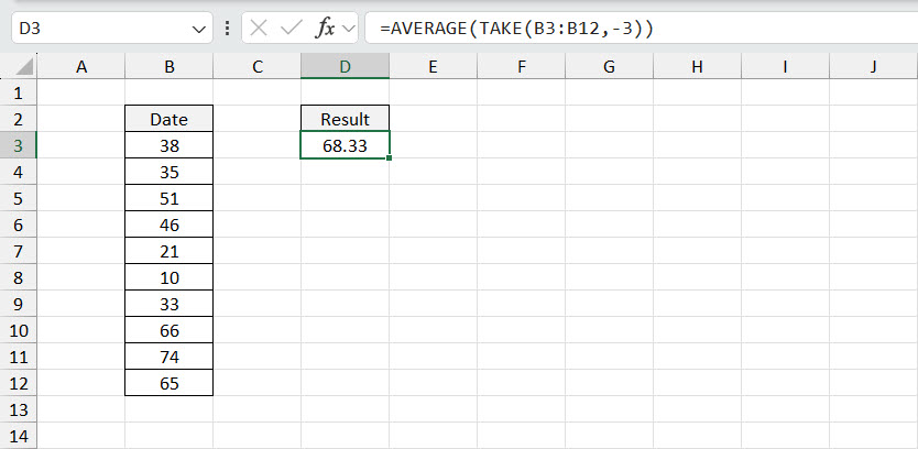 Average the Last 3 Rows