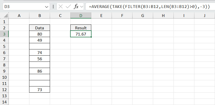 Average the Last 3 Values